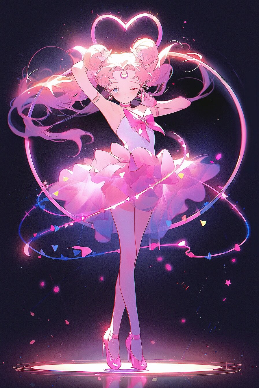 舞蹈壁纸03旋转跳跃 体操美少女战士 月野兔 月光