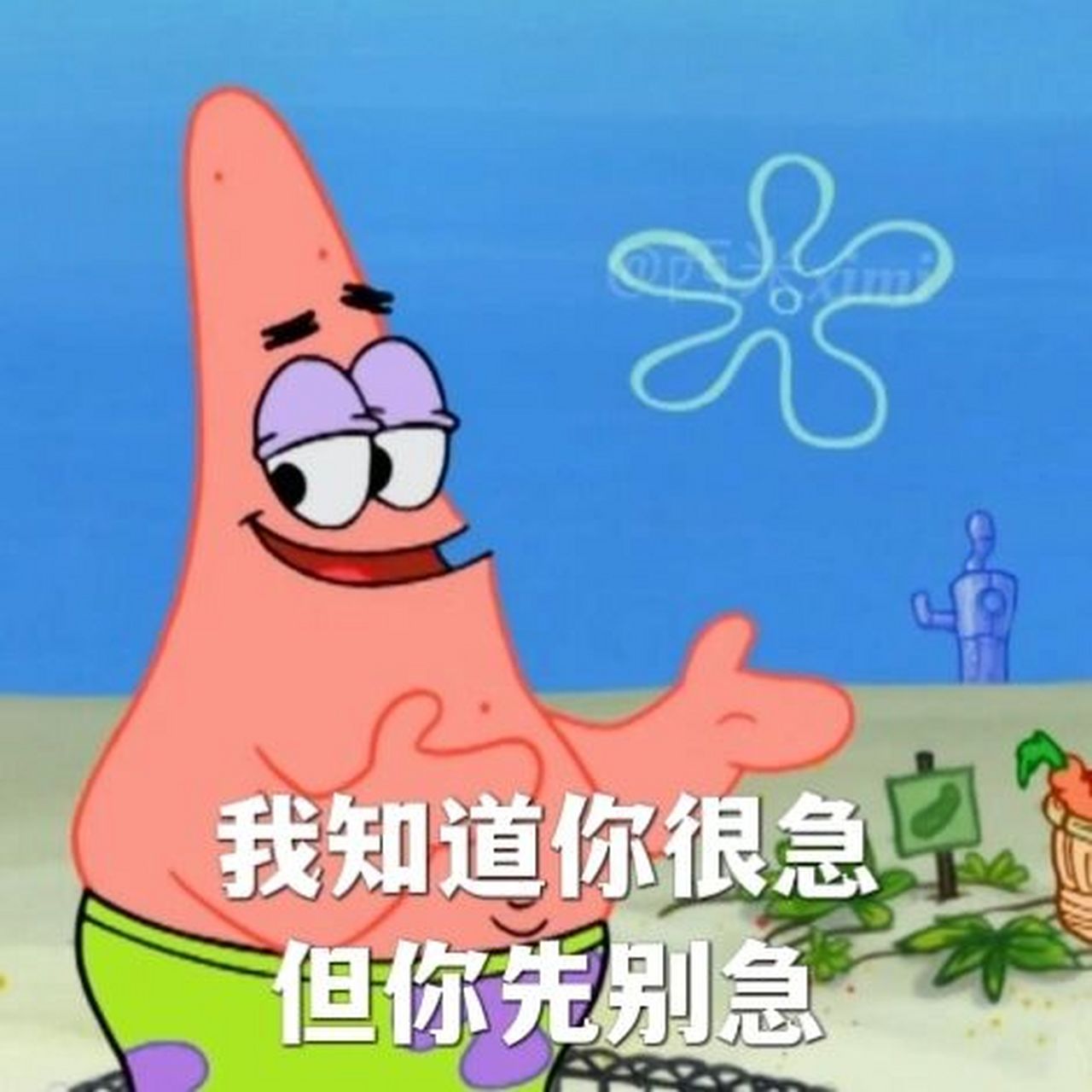 "派大星,你为什么叫派大星啊?" "因为我是上帝派来保护你的大星星.