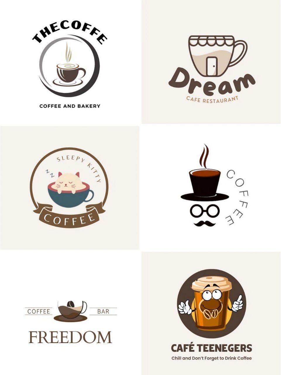 9890logo | 创意简约咖啡馆logo 设计 灵感来源分享,logo 组合