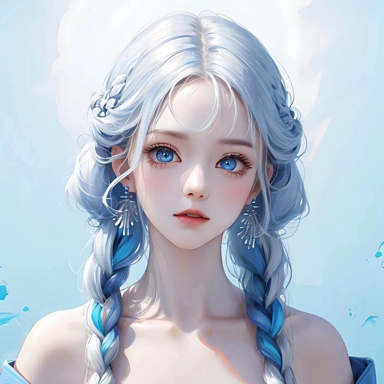 蓝白色系 | 二次元女生头像78 #ai绘画有点东西# #笔记灵感# #ai