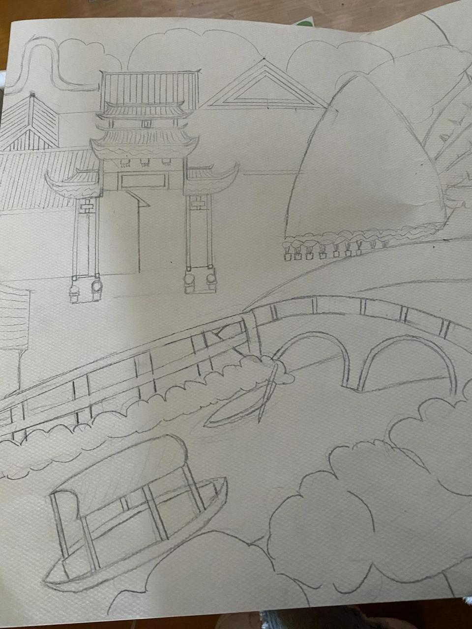 家乡的桥简笔画四年级图片
