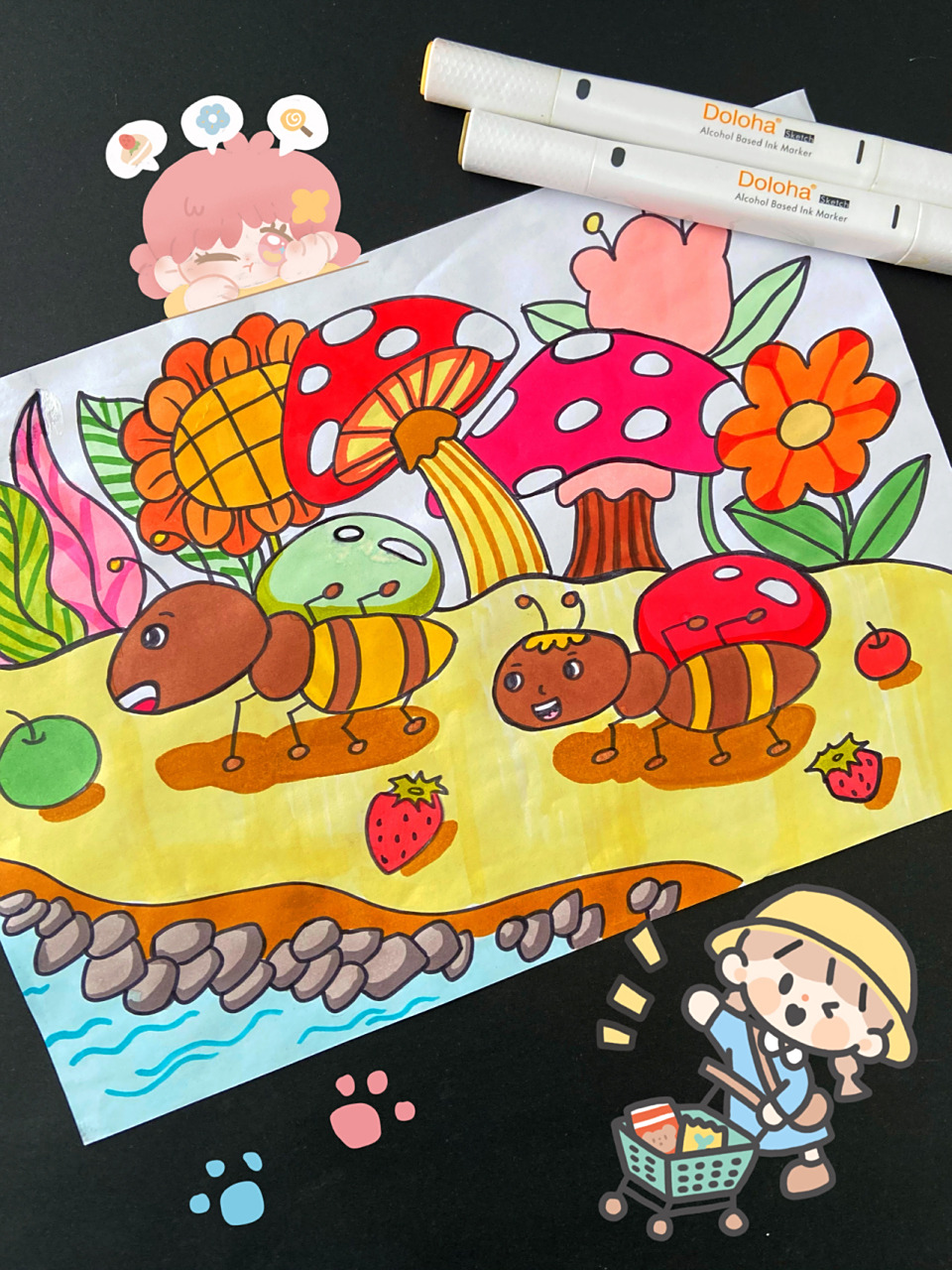 【105】少儿美术 | 儿童画 | 《蚂蚁搬家》 94今天画一个小蚂蚁搬家