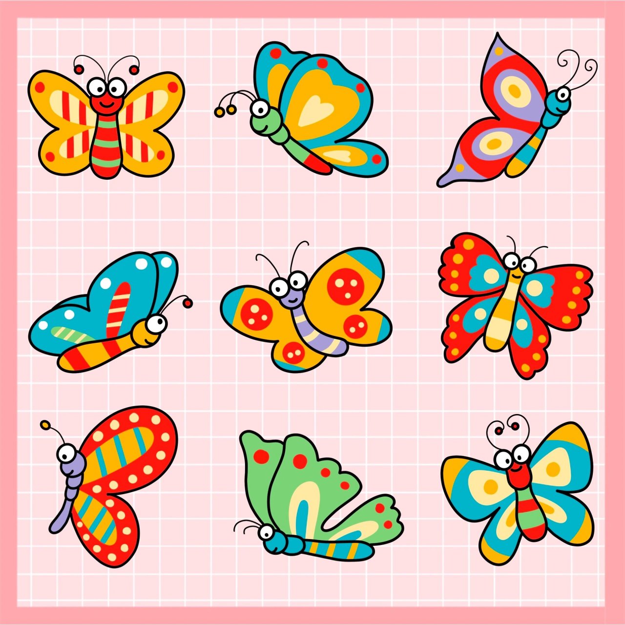 彩色蝴蝶二03|简笔画教程              完整图 草图 线稿(将线稿设