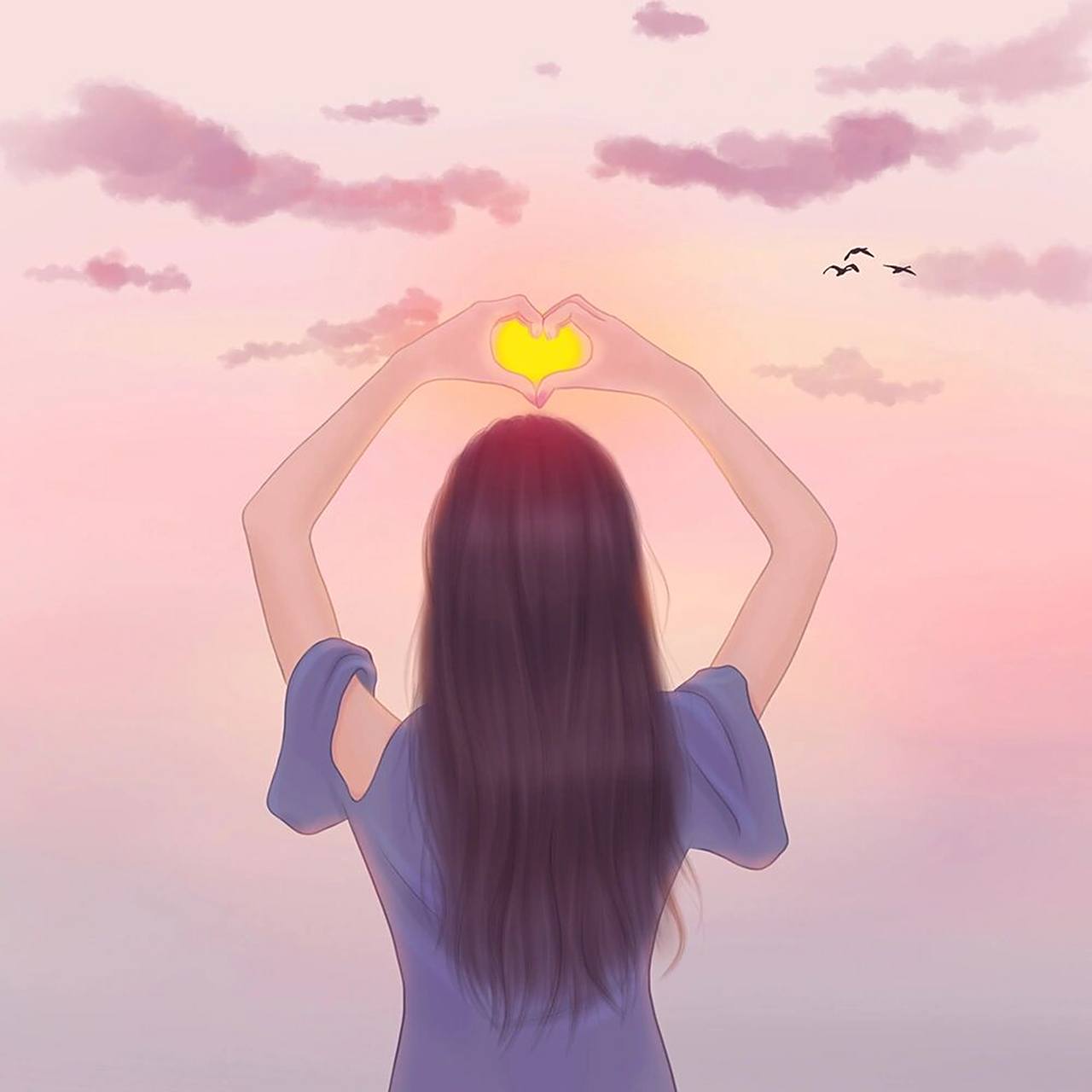 女孩背影头像绘画