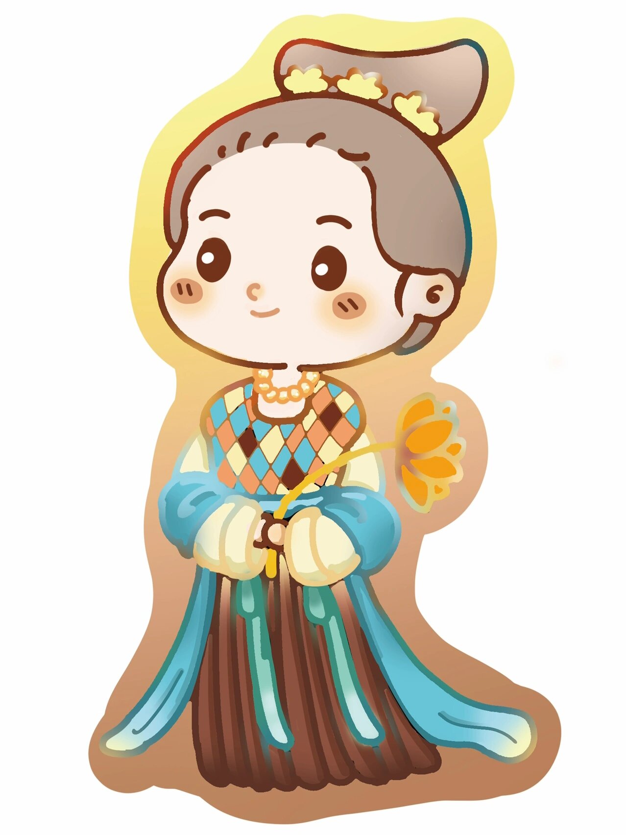 练习画了一组q版敦煌女孩