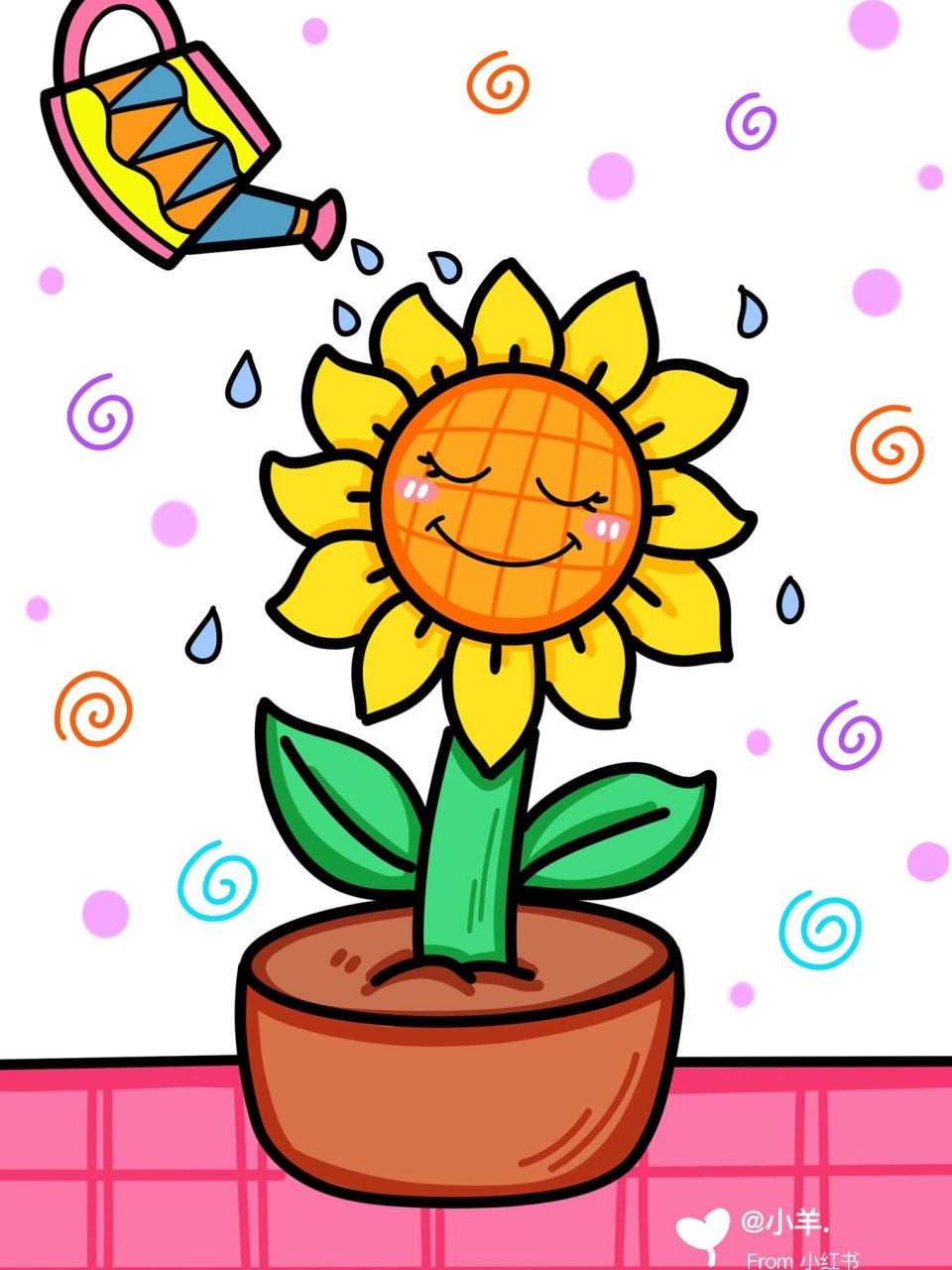 向日葵97儿童创意画 简单 9615线稿 #创意美术儿童画# #儿童