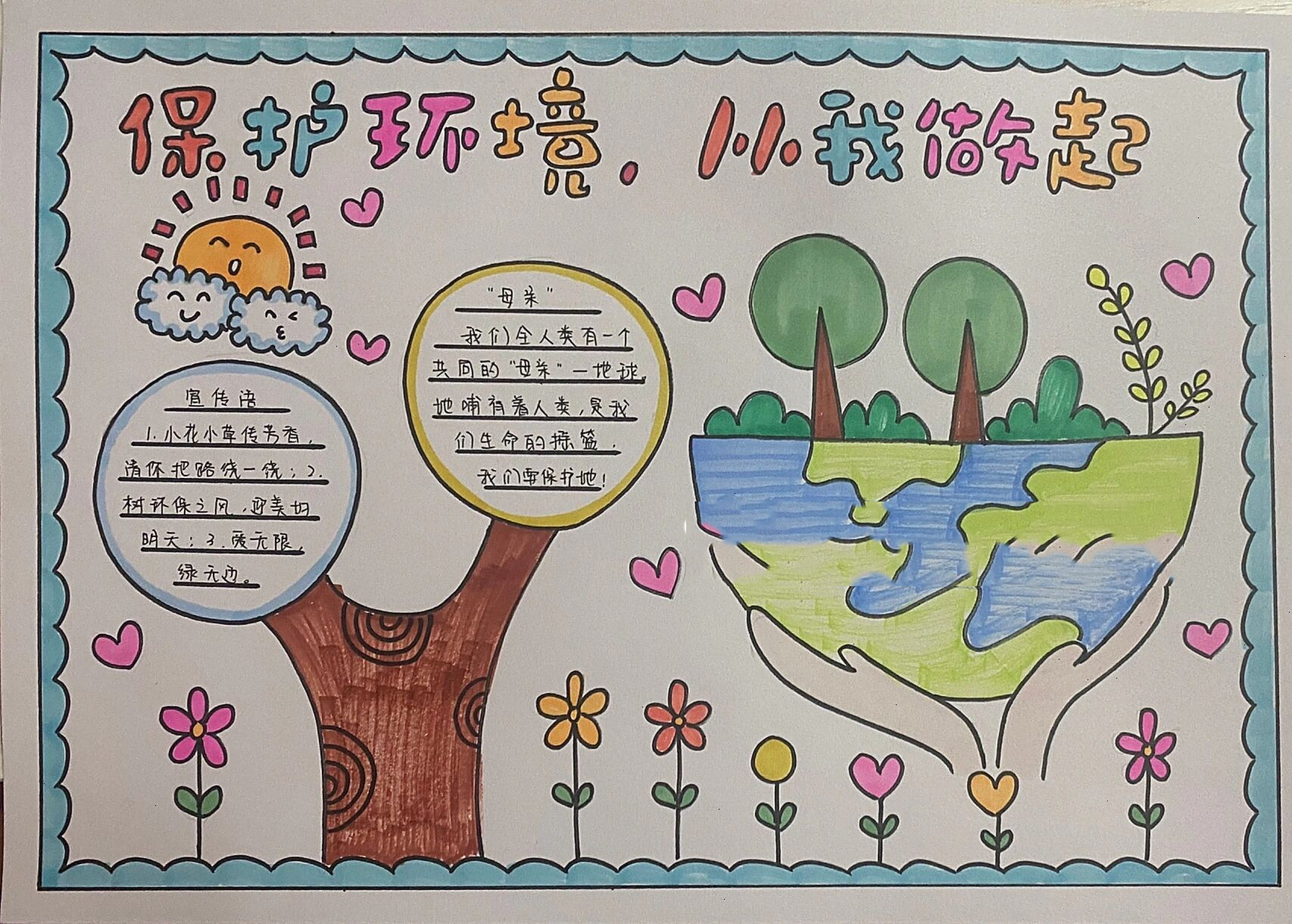 手抄报《保护环境 从我做起》 关注定制手抄报,剪贴报,绘画作品等