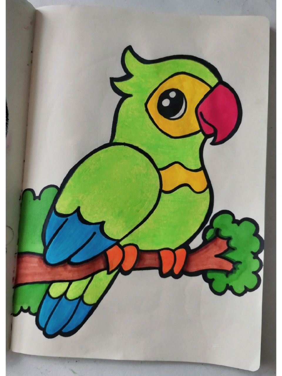 绿色小鹦鹉简笔画