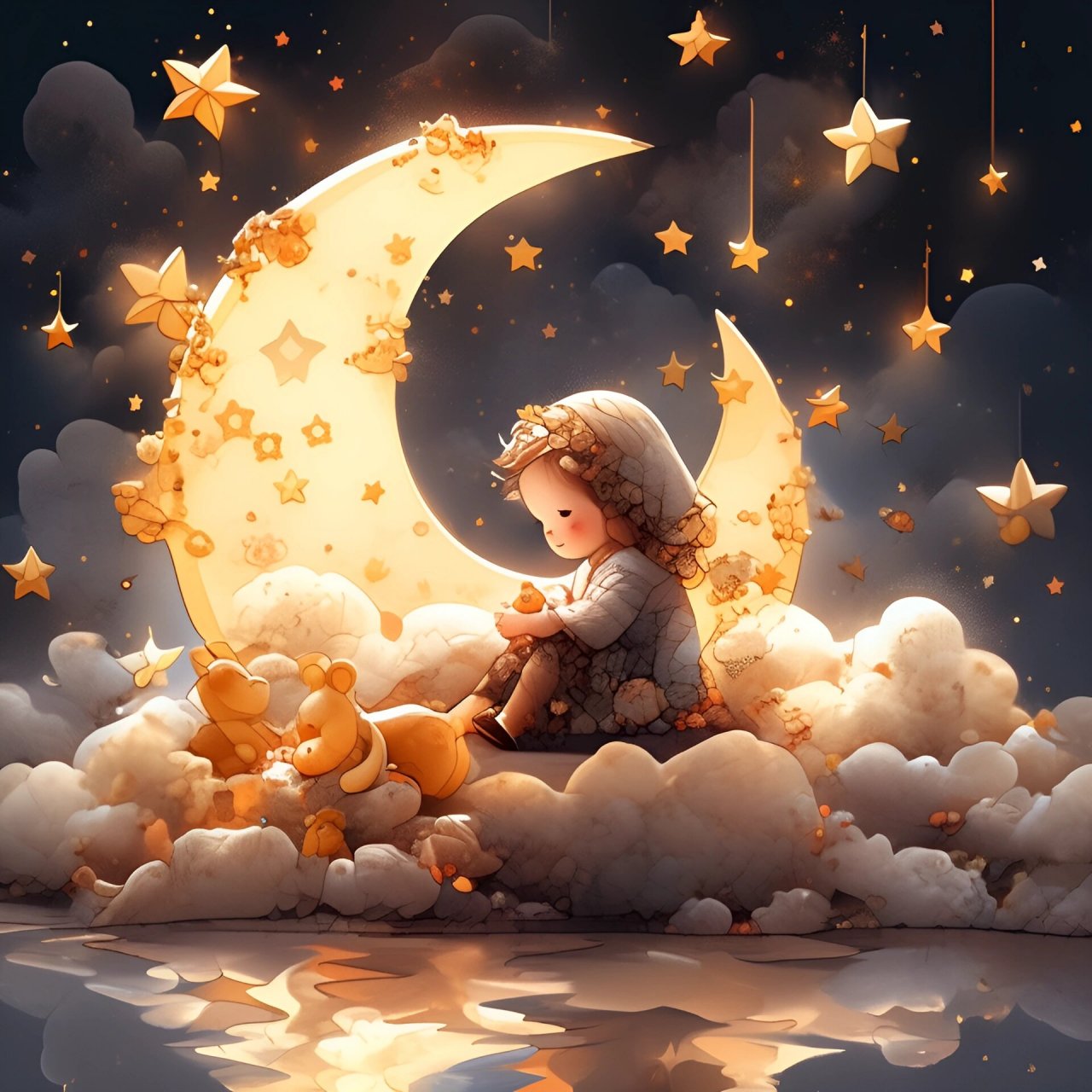 旧漫头像 | 坐在月亮上的小女孩