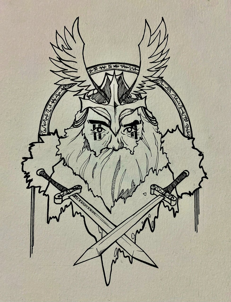 奥丁-手绘 尝试画希腊神话角色