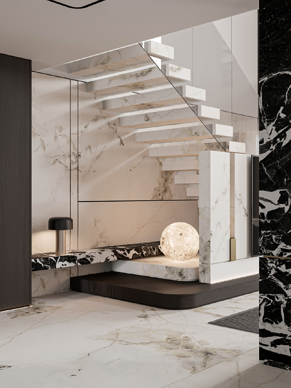 复试楼梯怎么设计97 错层叠级踏步设计,比普通楼梯有设计感.