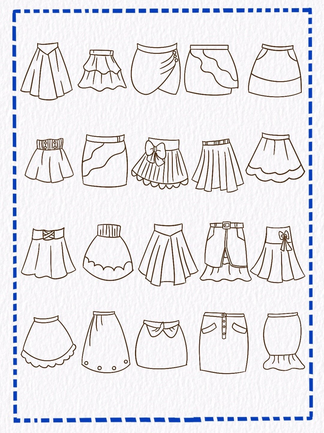 懒人学插画33|01可爱半身裙简笔画素材分享