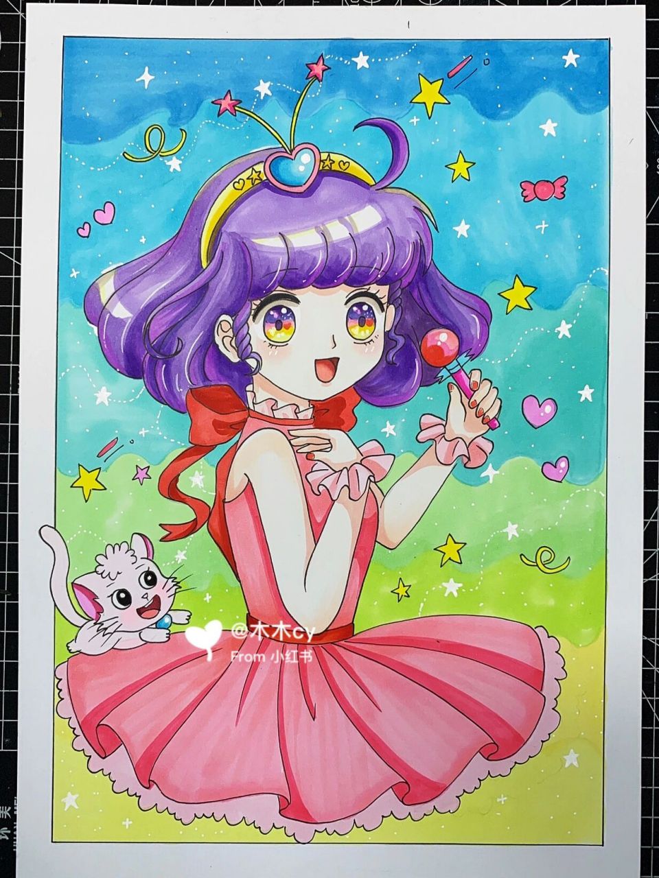 《我是小甜甜》动漫人物 小甜甜里的小优好可爱呀[太阳] 纸张a4  临摹