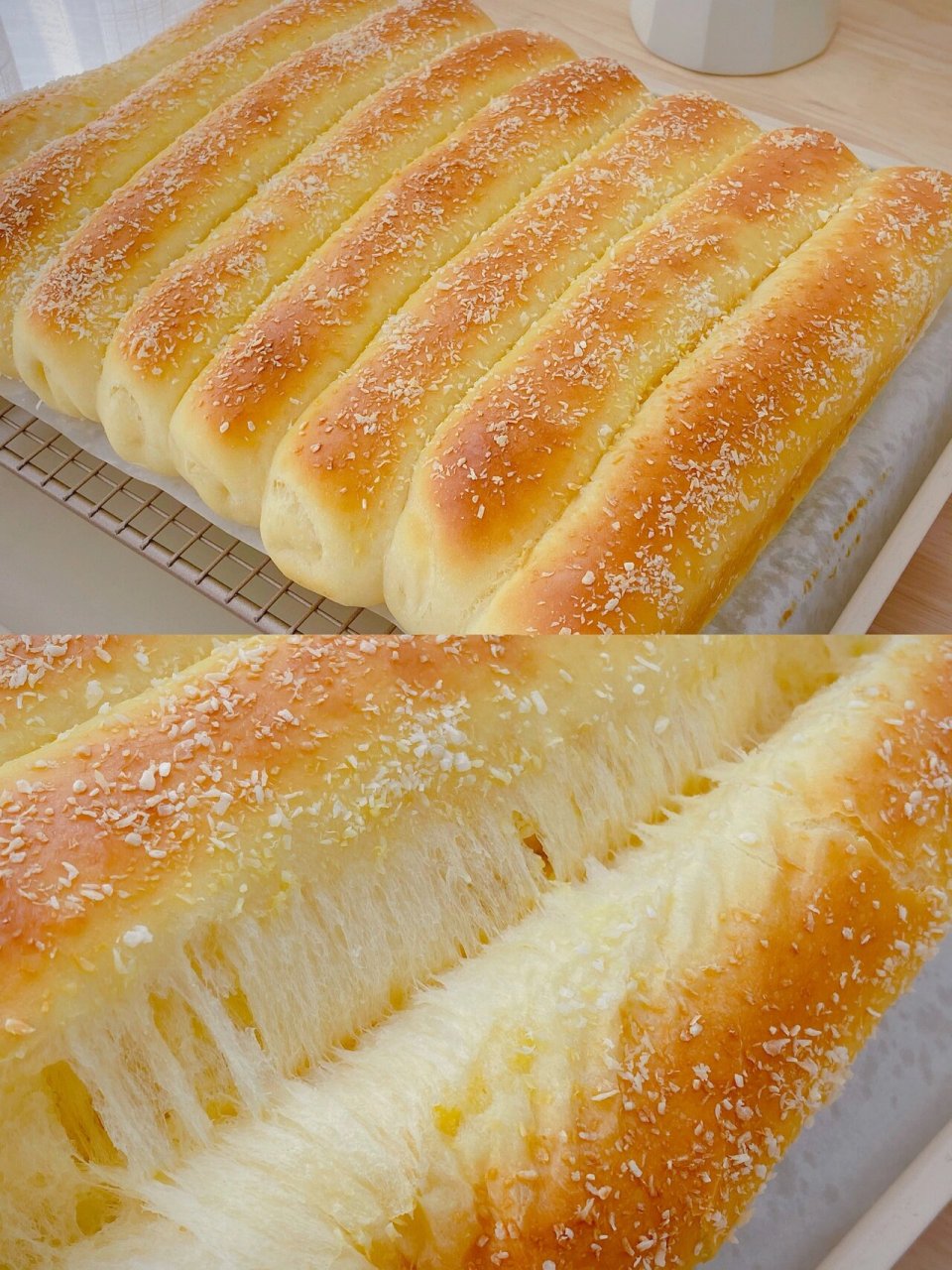 椰蓉排包丨香甜柔软椰香四溢的面包92 椰蓉馅的排包,椰香浓郁,奶香