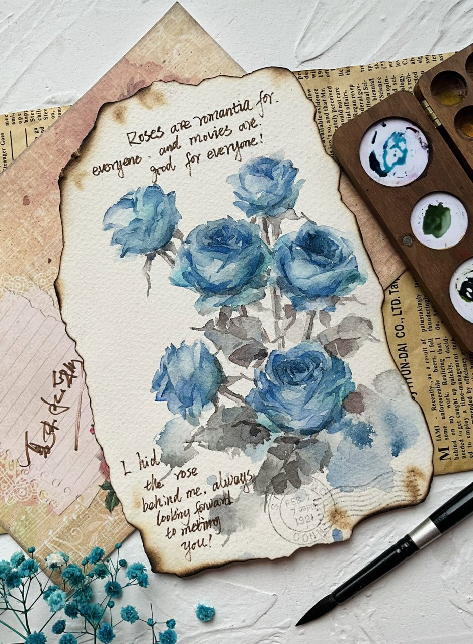 手绘97复古玫瑰信笺(附步骤) 97 roses are romantic for