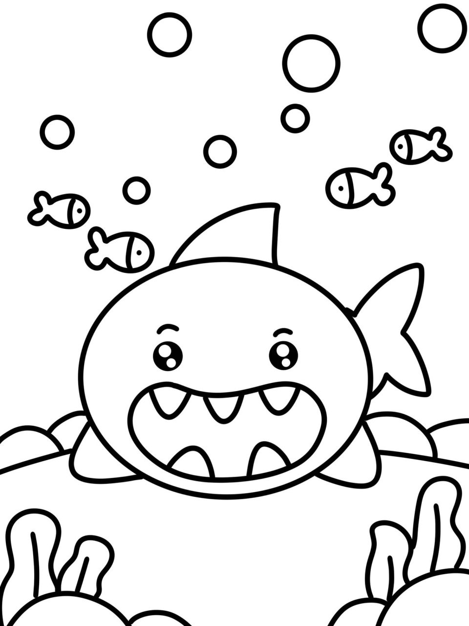 可爱的小鲨鱼00 儿童创意画 简笔画 带线稿 #创意美术儿童画# #儿童