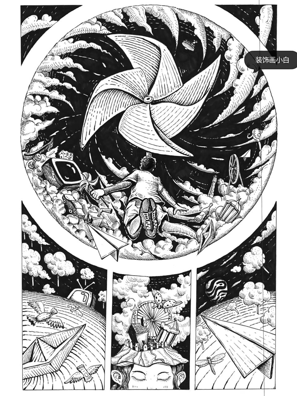 黑白装饰画|创意构图·线条运用·故事感 如何凸显画面中的故事感?