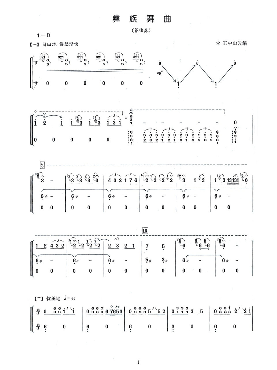 古筝谱 | 《彝族舞曲》王中山老师版本分享 经过小胖手开过光的《彝族
