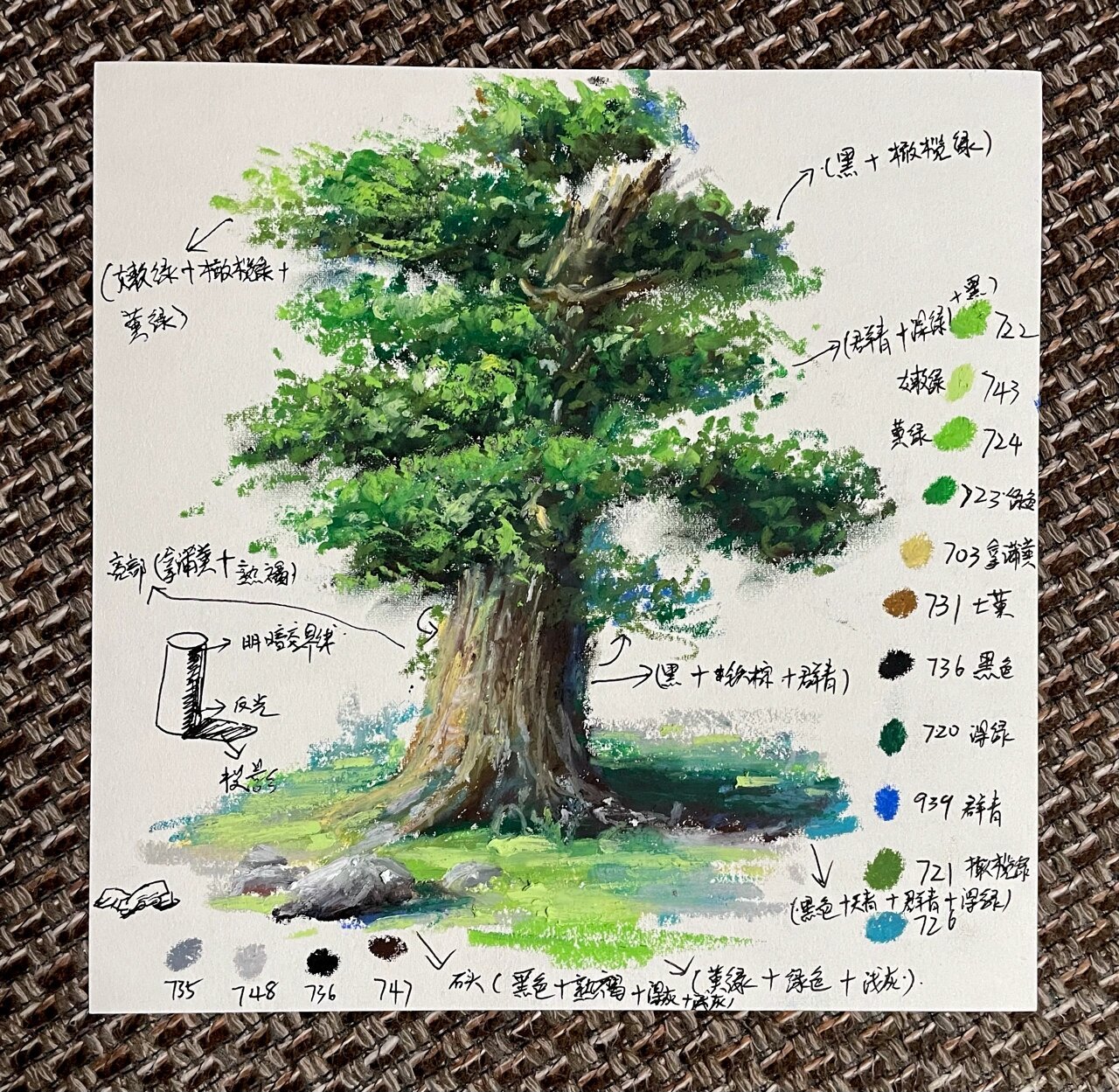 油画棒|树的画法|超级实用适合小白