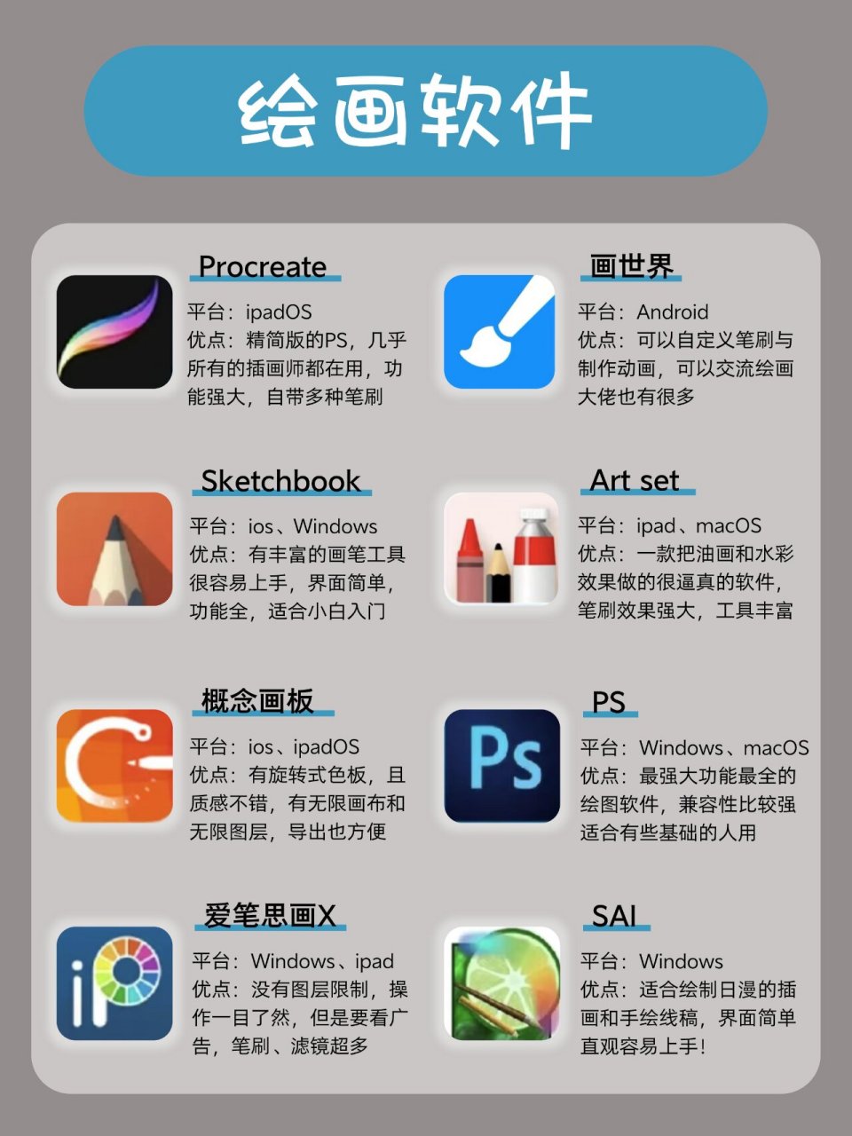 整理了一些自学画画用到的�绘画app✍绘画工具�绘画灵感