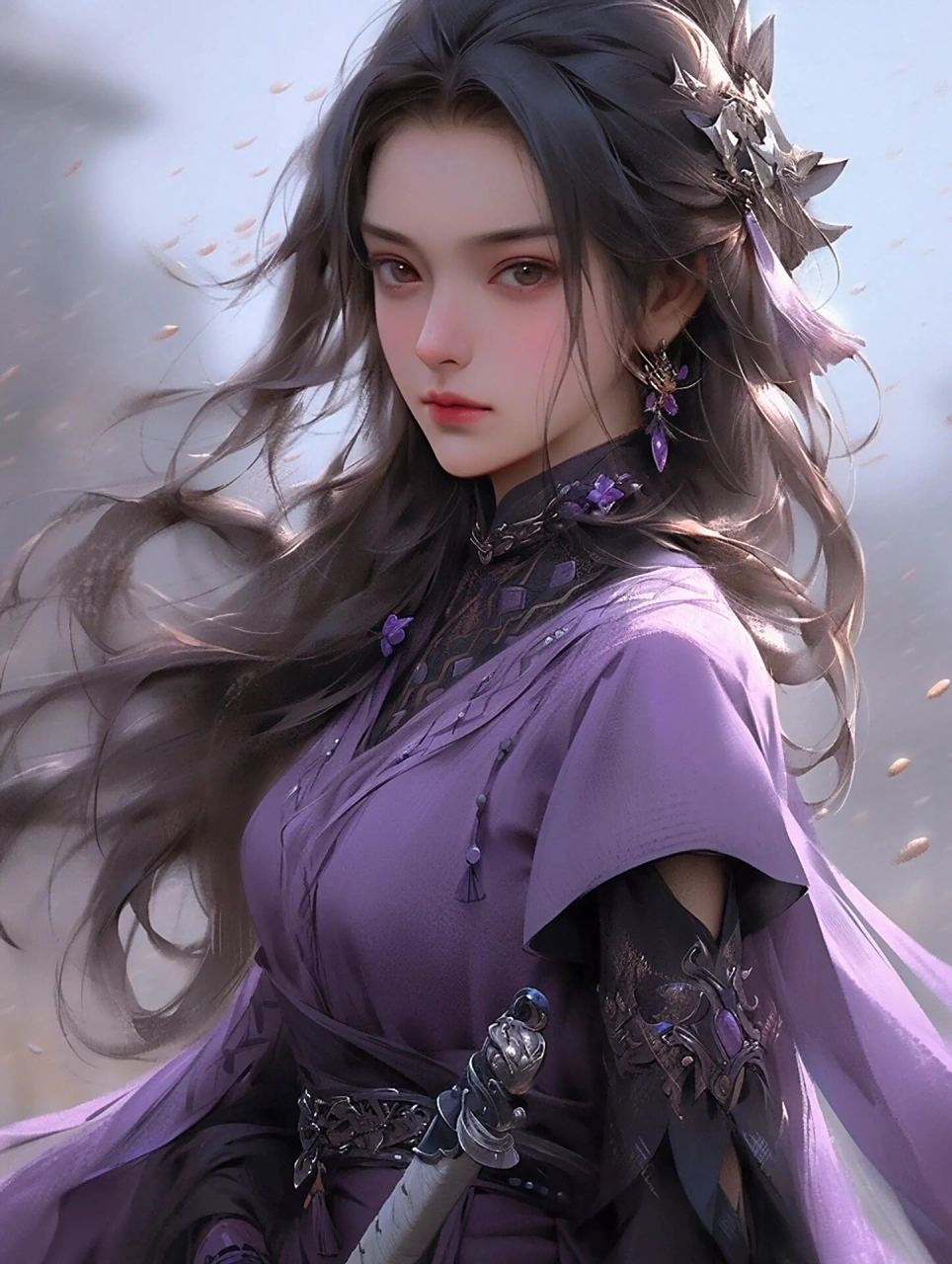 紫衣侠女|古风头像|仙侠唯美 一人一剑闯江湖,谁人没有侠客梦