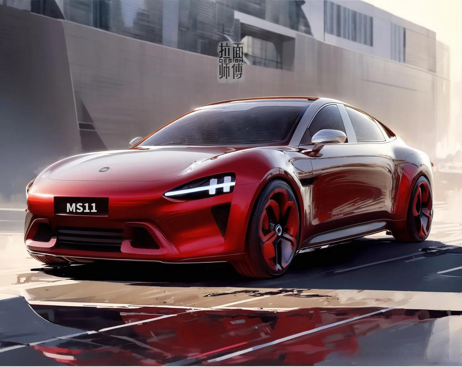 网友做的小米汽车手绘,小米汽车ms11的外观或许和这个大差不差,小米的