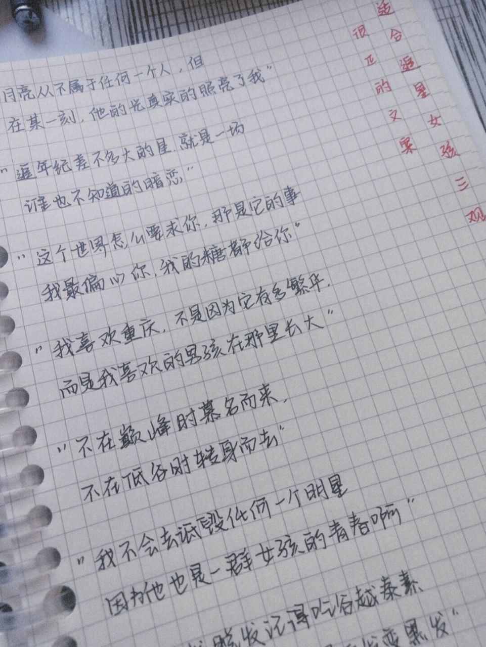 关于追星女孩的三观很正的文案 "我不会去诋毁任何一个明星 因为他