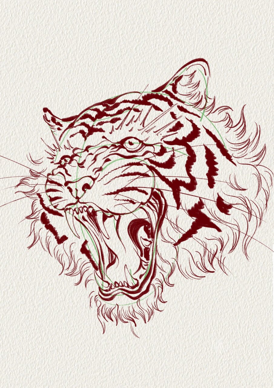 30秒学会画虎头 简单易学的新传统虎头91 1.