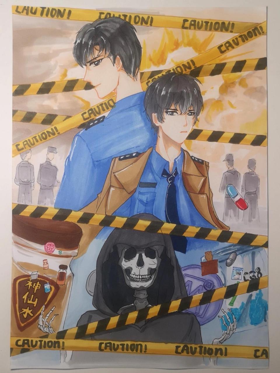 初二作业禁毒主题绘画   初二作业禁毒主题绘画