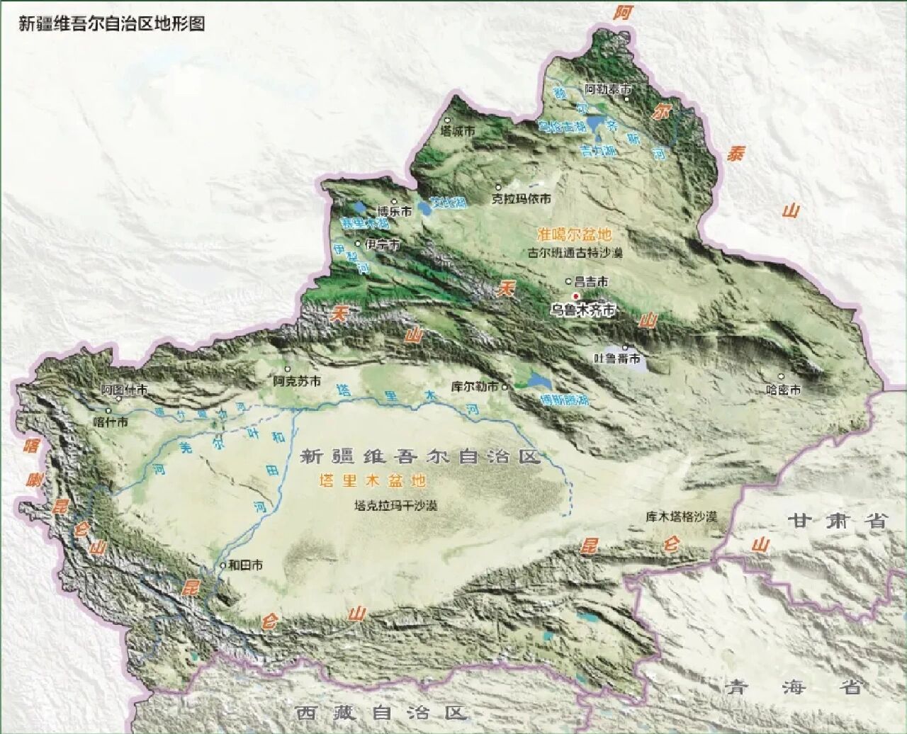 新疆地形图三山图片