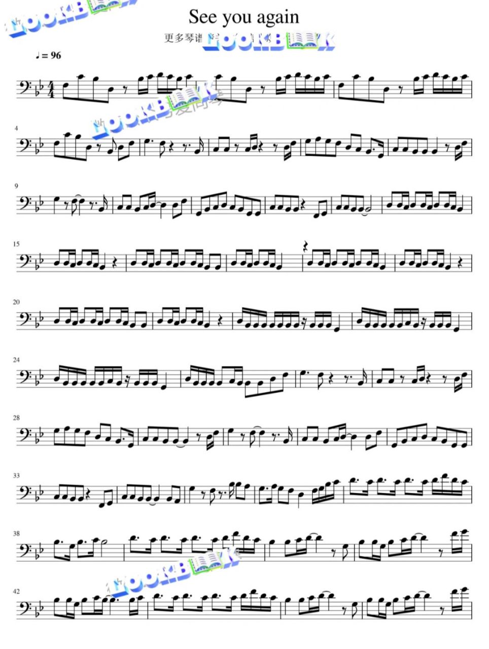 高清大提琴谱"see you again" #爱尚琴工作室