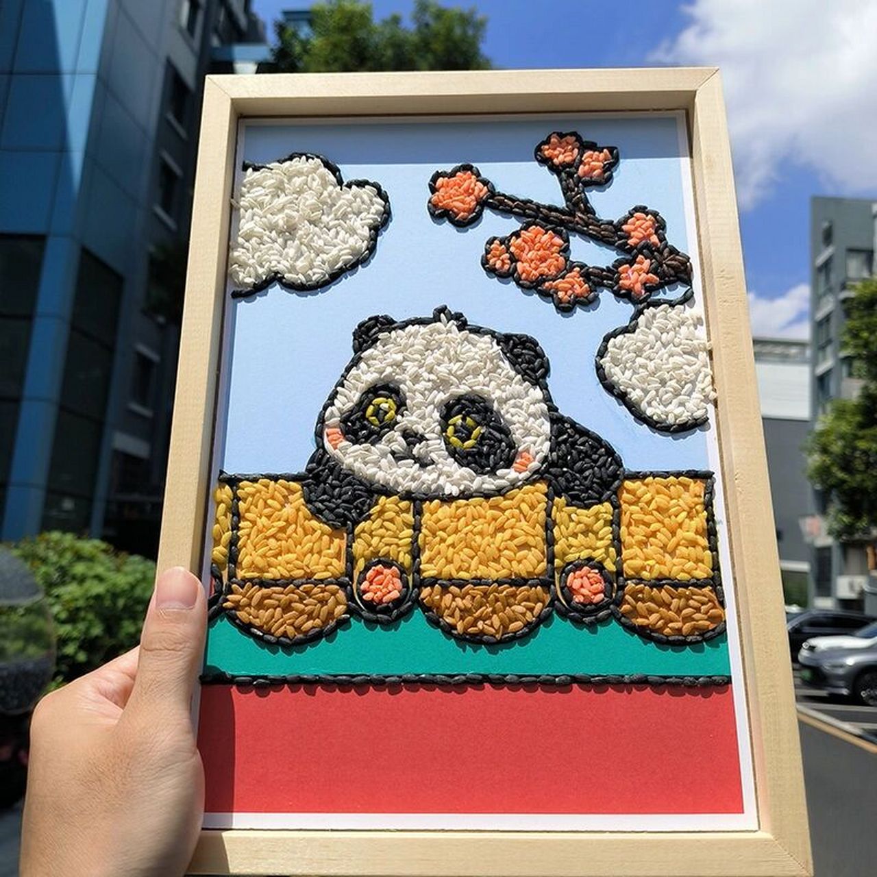 故宫#熊猫卡通儿童五谷杂粮画豆子种子粘贴画