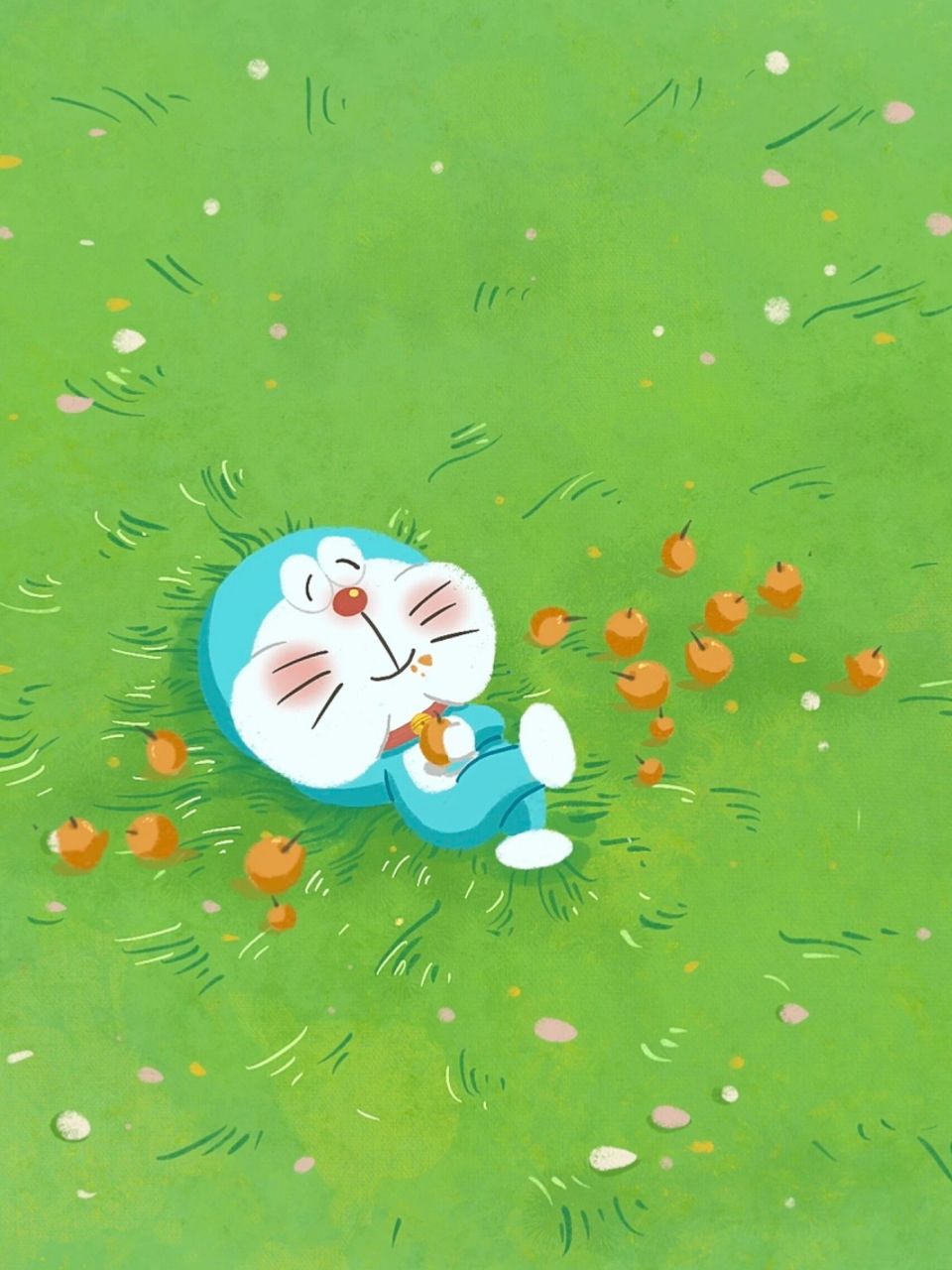 哆啦a梦壁纸,惬意的蓝胖子 绘图:哆啦的博物馆7015可兑  #简笔画