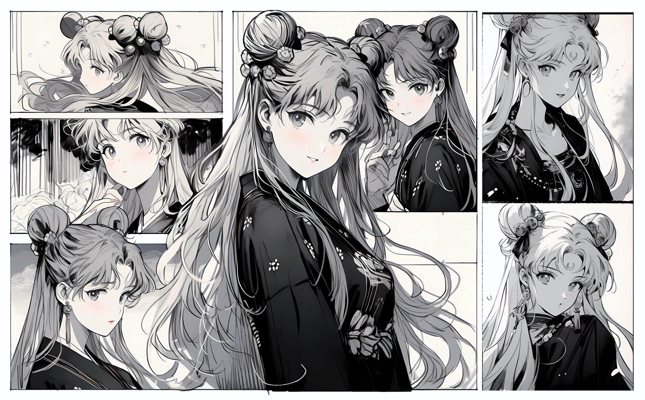 电脑壁纸|美少女战士|古早漫画风 黑白是所有颜色的尽头,如同生命本质