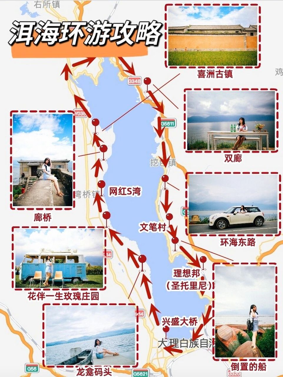 大理必去|洱海环游超全旅行打卡攻略地图!