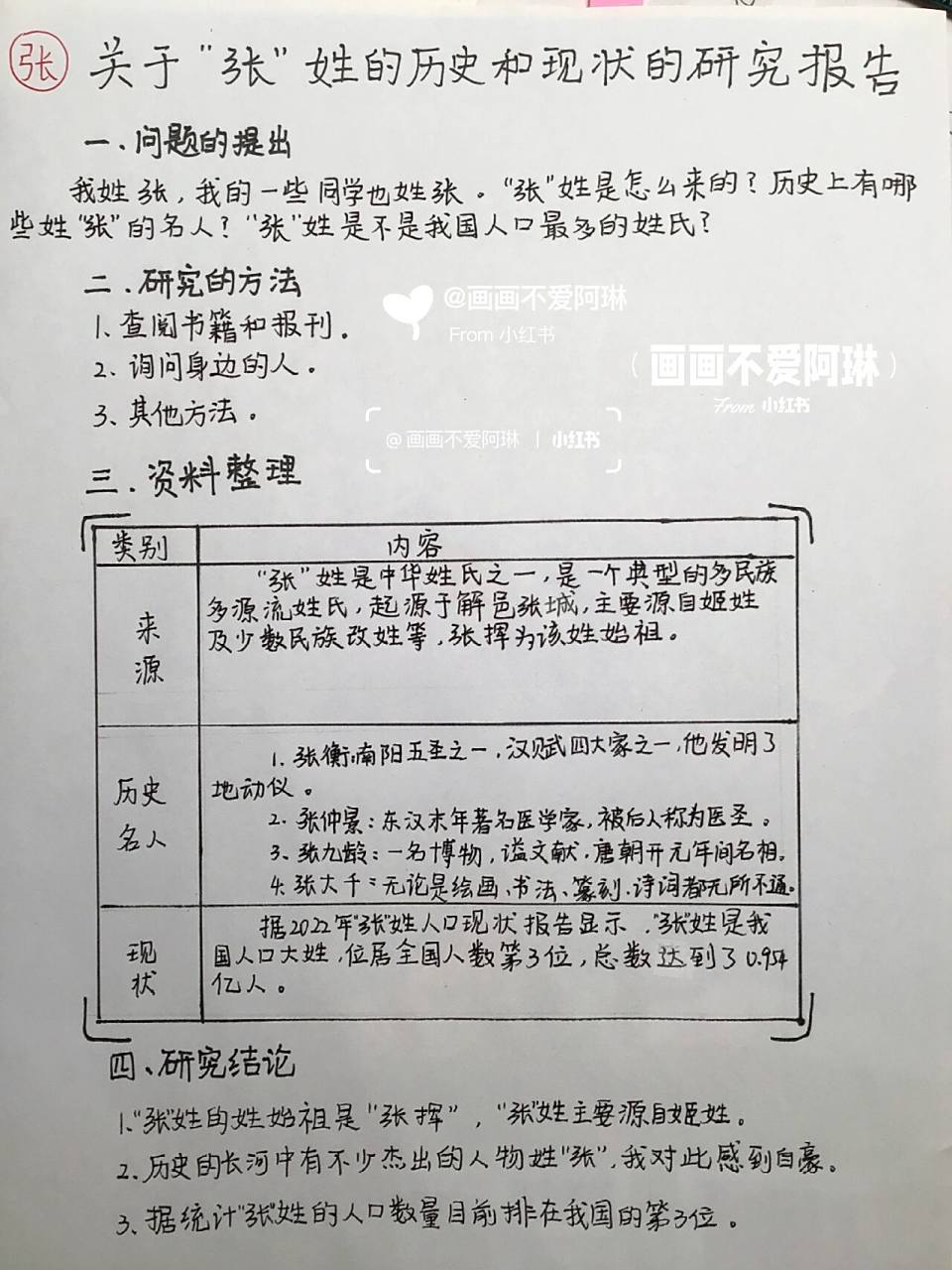 汉字研究报告5年级