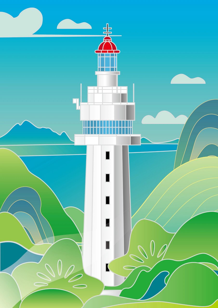 【烟台】烟台地标矢量图设计 烟台山灯塔-所城里宣化门- 朝阳街-东