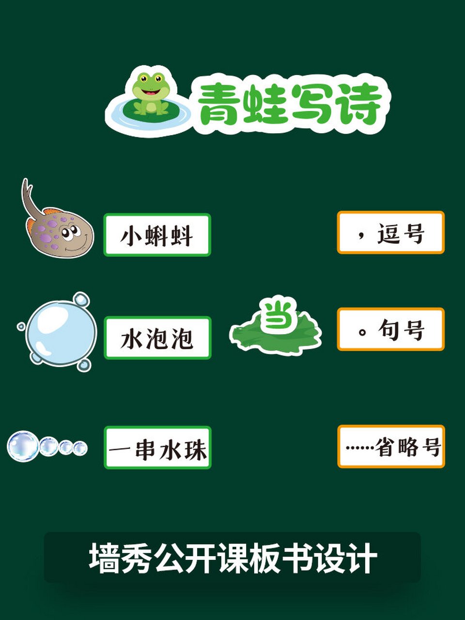 青蛙写诗公开课神器黑板贴磁性板书6015 7878语文一年级上