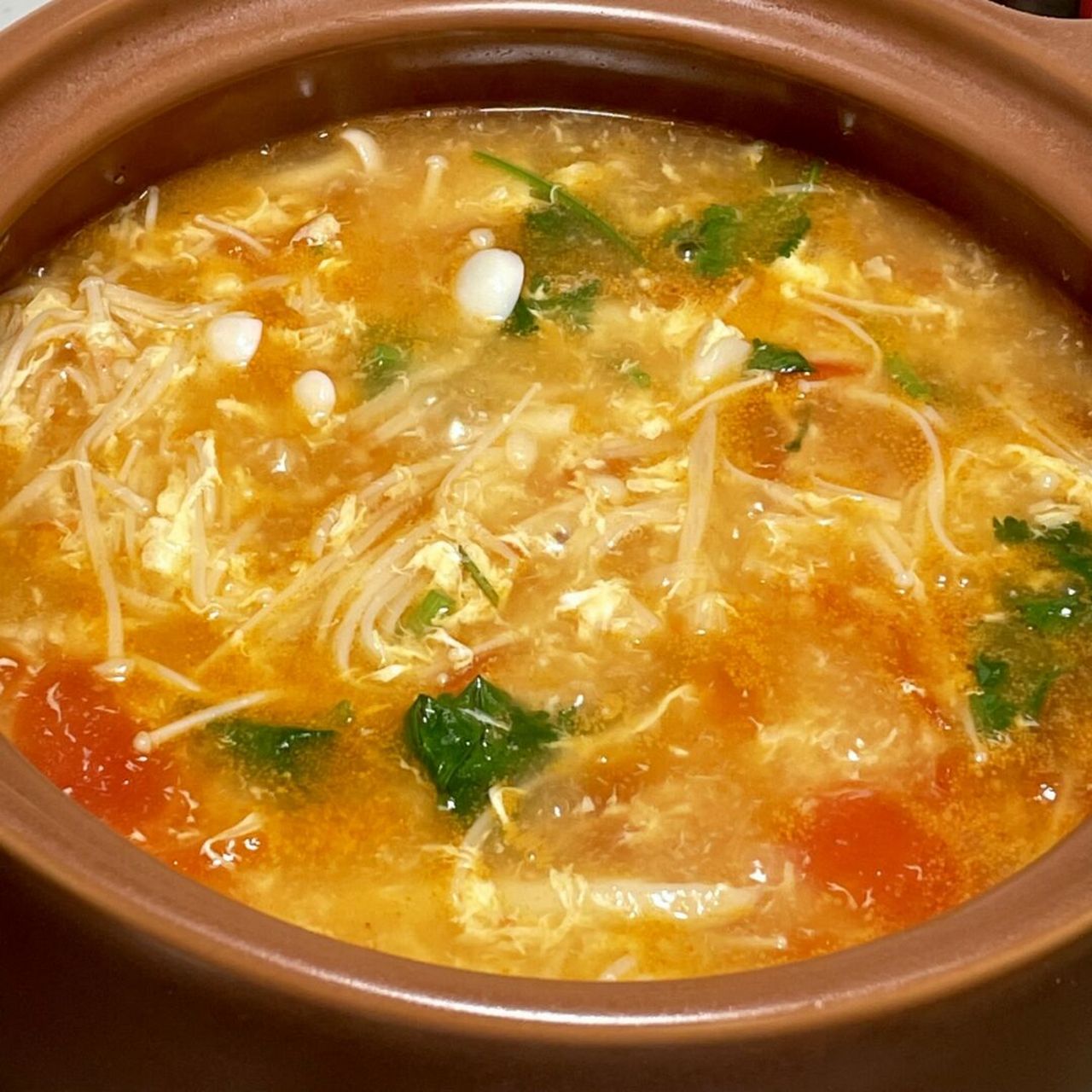 十分钟6015汤鲜味美的番茄菌菇汤!好喝不长胖!