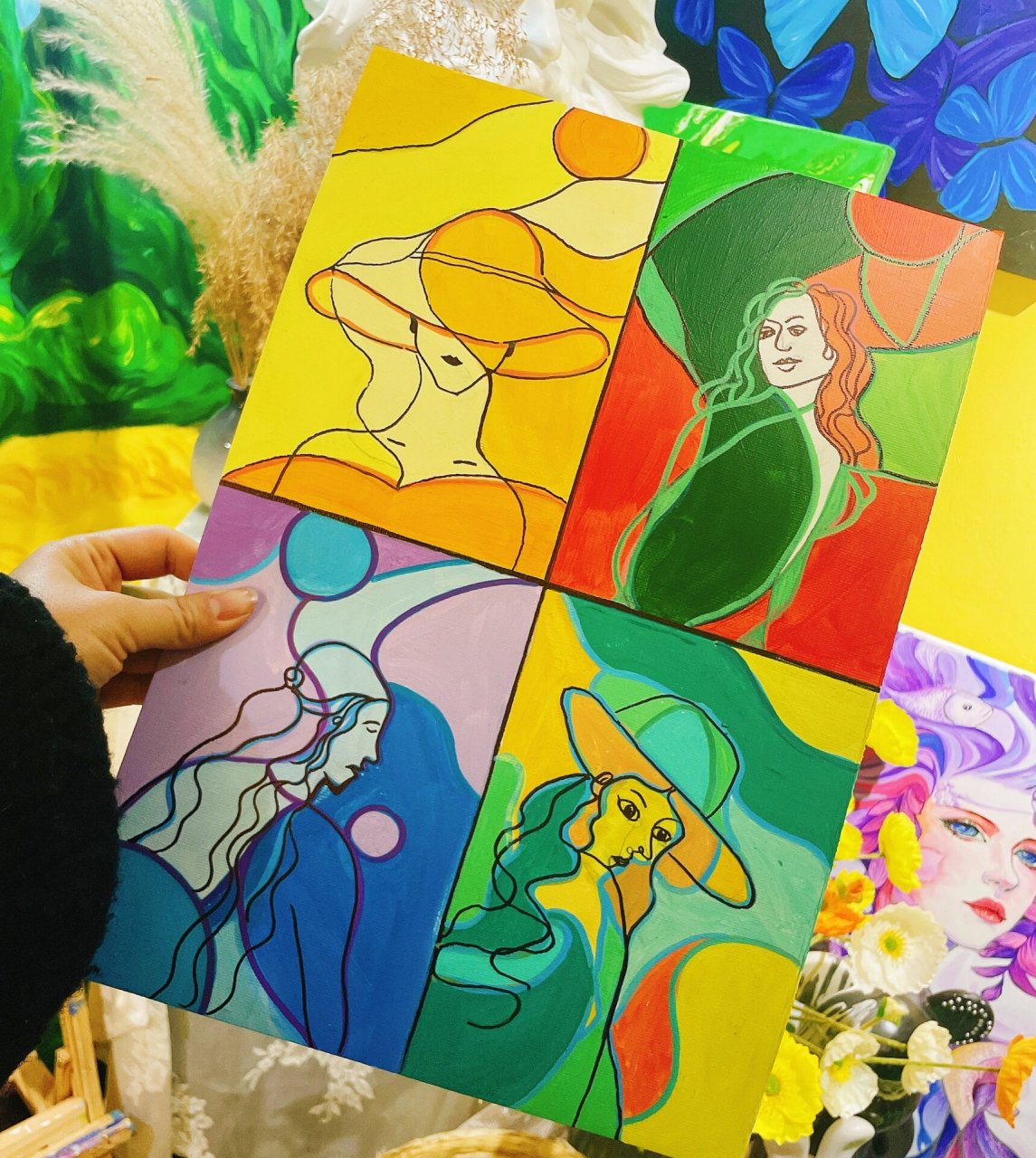 色相对比90 | 装饰画 5年级孩子们初步接触色彩构成 从色相对比90