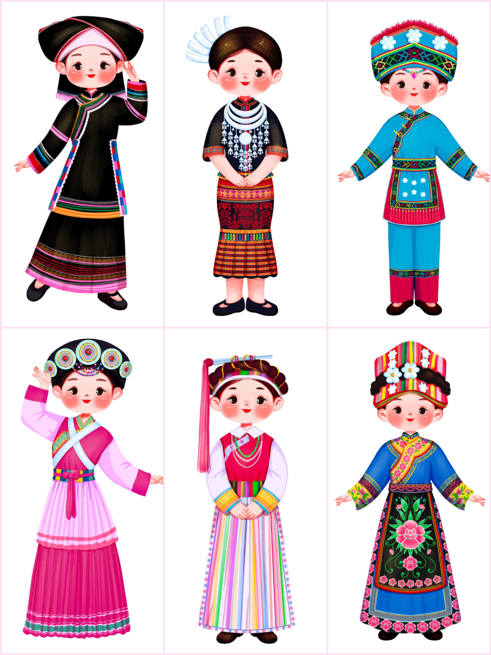 民族插画|五十六个民族服饰系列七 朋友们一直在催更的五十六个民族来