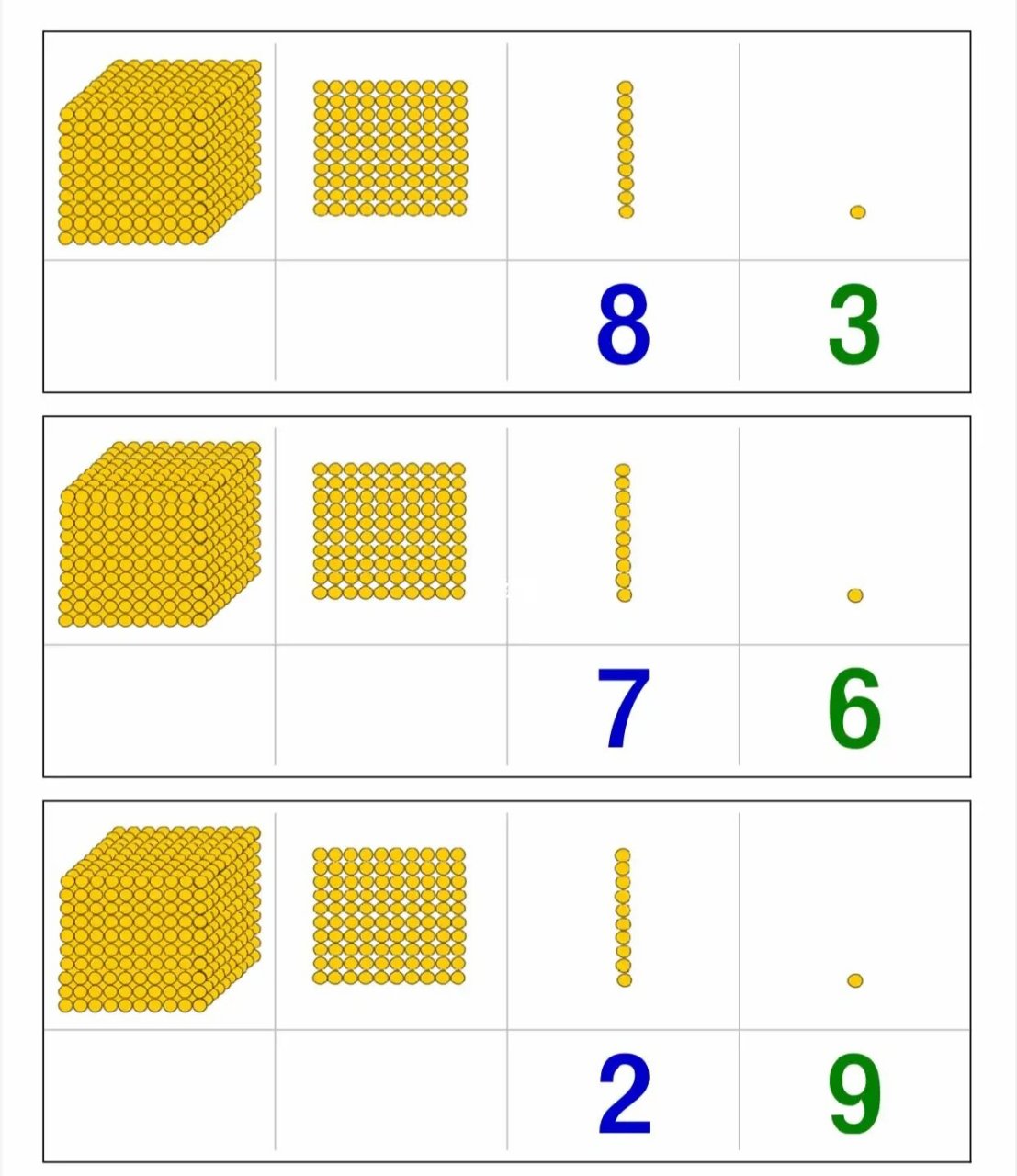 蒙氏数学作业纸金色串珠蒙特梭利早教素材 蒙氏数学作业纸金色串珠