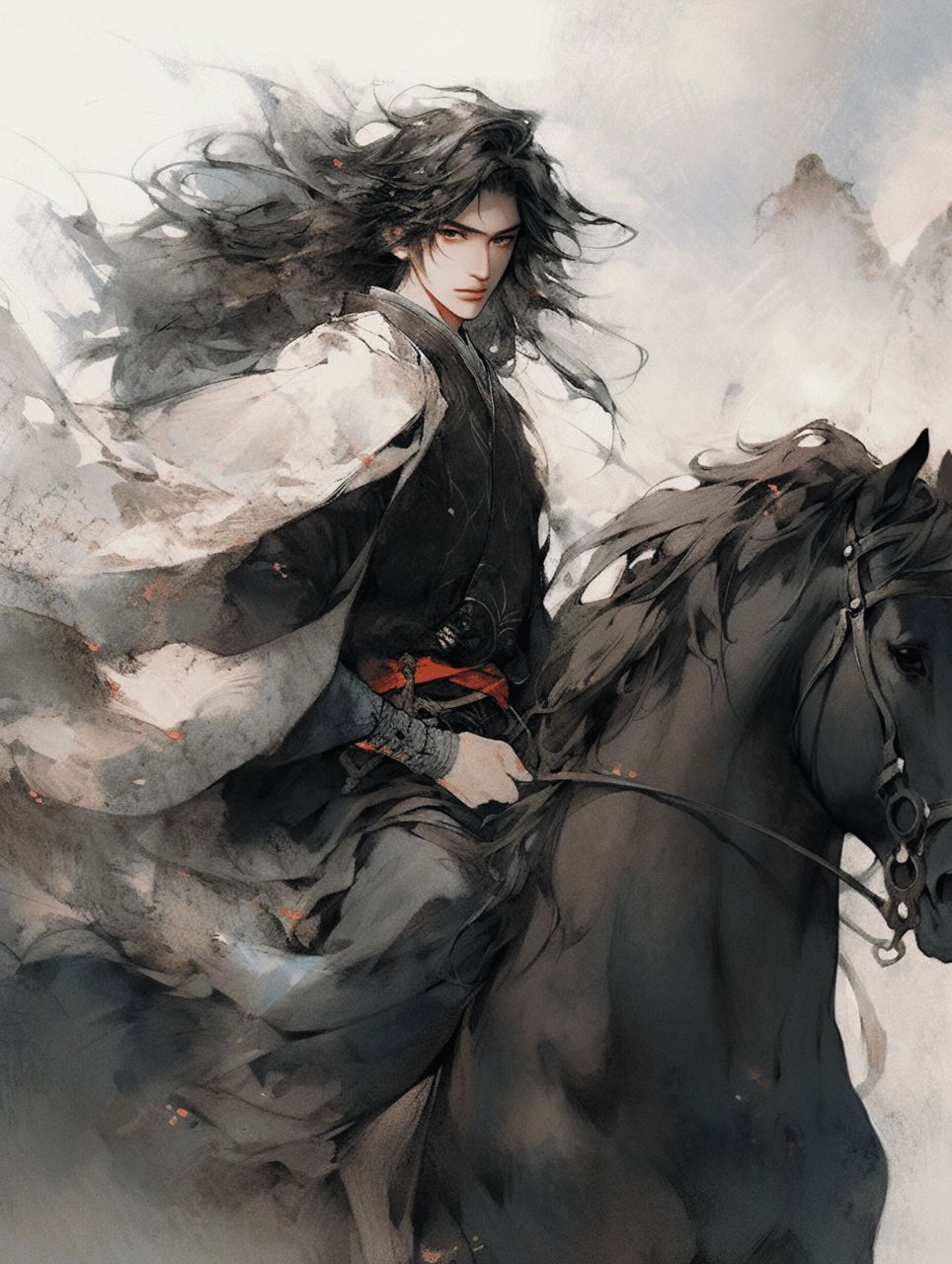 ai古风骑马少年