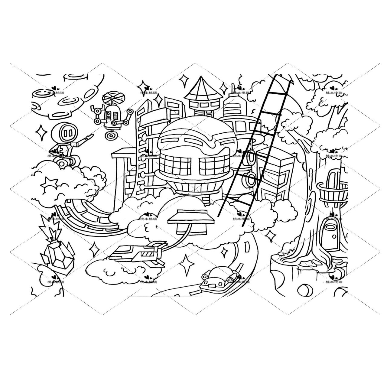 《未来城市》93售 和小朋友一起设计的一张参赛作品《未来城市》