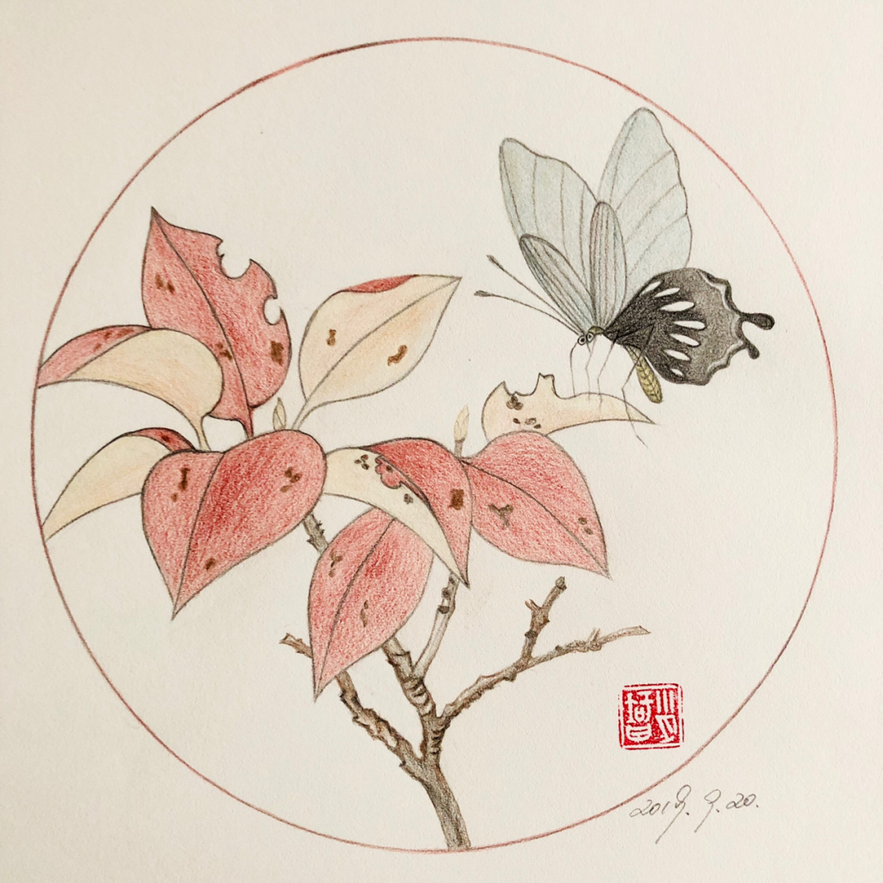 编号292临摹 a3素描纸 辉柏嘉60色水溶性红盒彩铅,所用色号:492,489