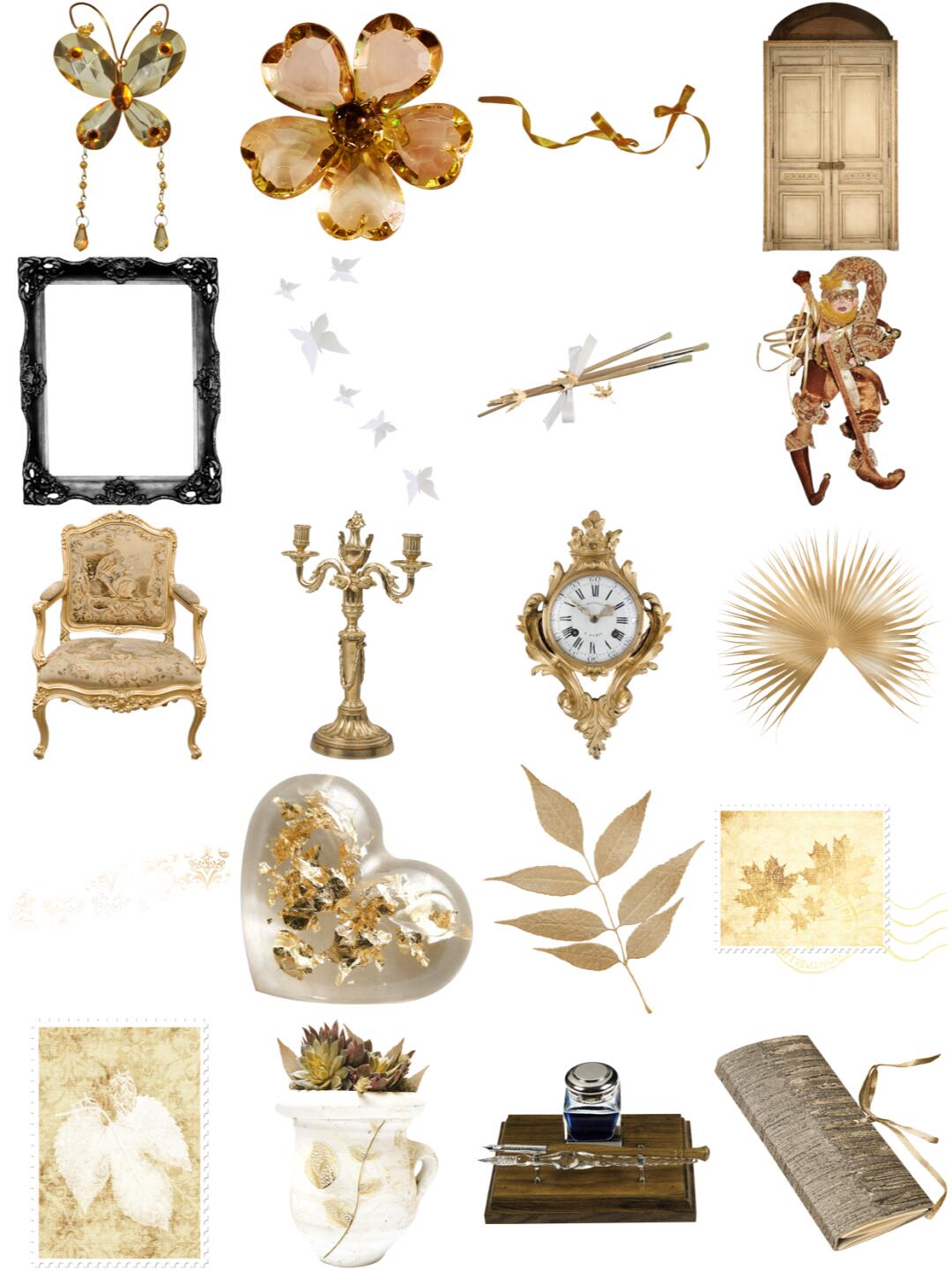 欧式复古巴洛克贵族宫廷手账图案素材