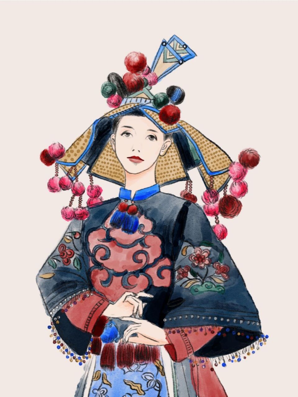 插画丨少数民族–白族 照我这速度,56个民族要画到何时?