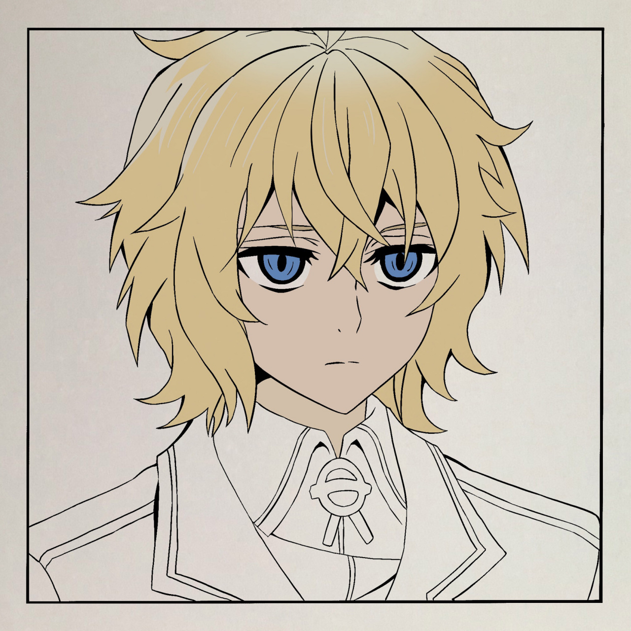 终结的炽天使米迦尔手绘教程 绘画过程 比例为正方形  软件上色  马克