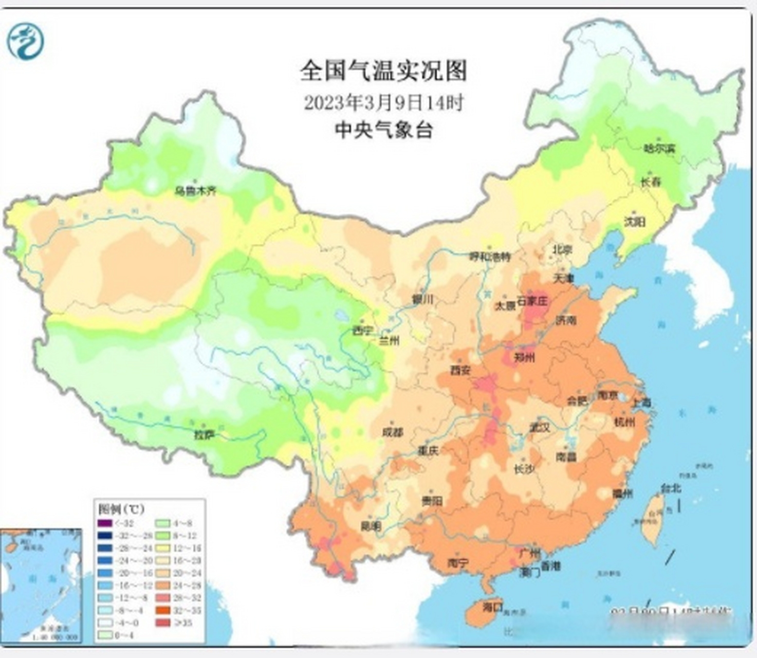 【河北暖熱破紀錄】截至14時最高,河北沙河31.