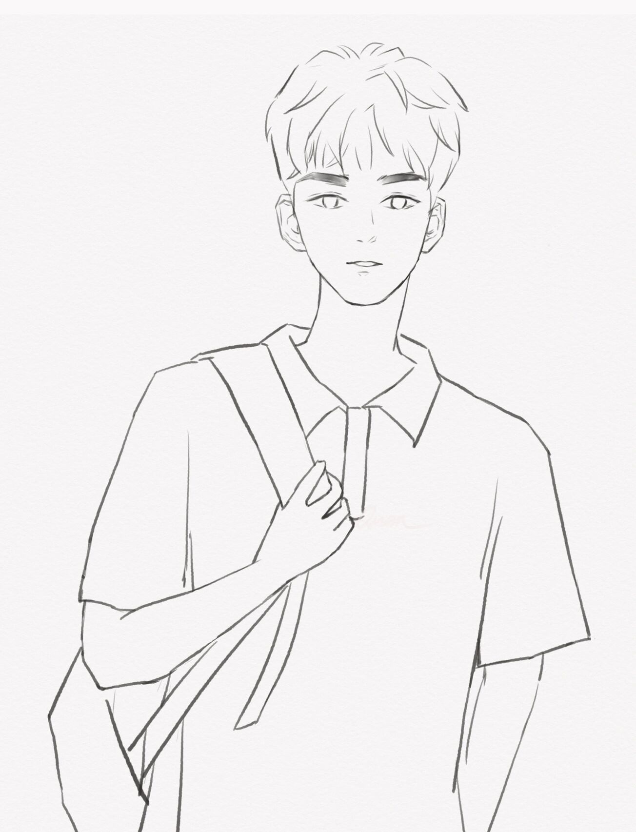 插画|校服少年(附过程图